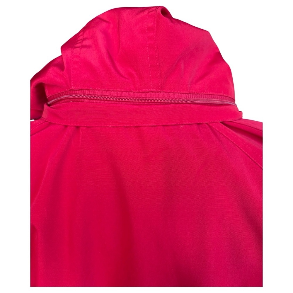 London Fog Full Zip Button Down Hooded Red Raincoat Jacket Windbreaker - Large - Picture 5 of 8